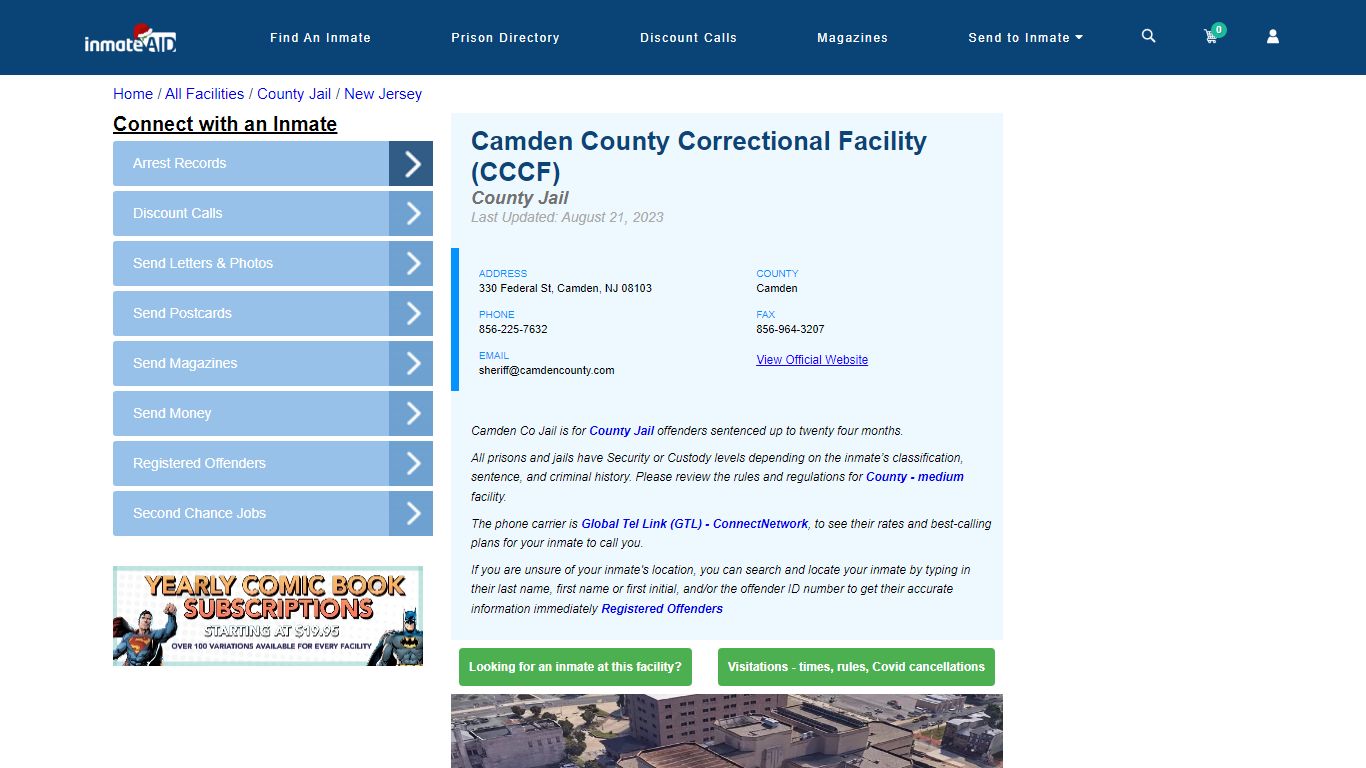 Camden County Correctional Facility (CCCF) - Inmate Locator - Camden, NJ